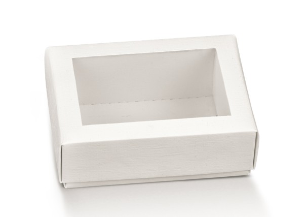 Pralinenschachtel mit transparentem Deckel weiß (165x110x40 mm)