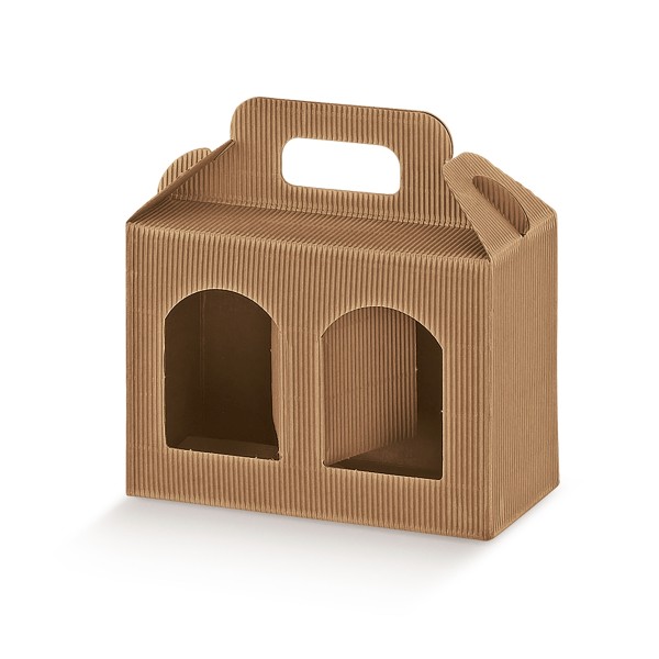 Verpackung für 2 Dosen mit Fenster braun (170x80x120 mm)