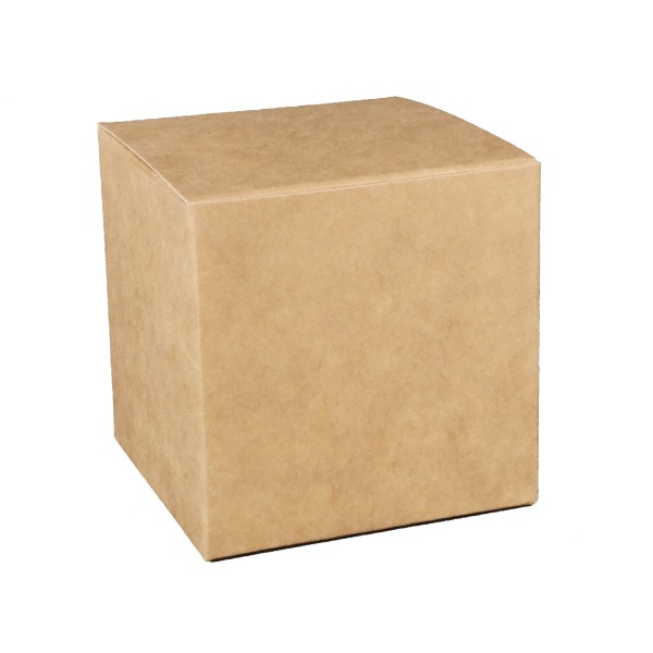 Geschenkschachtel Würfel mit integriertem Deckel braun/weiß 320 gr/m2 (60x60x60 mm)