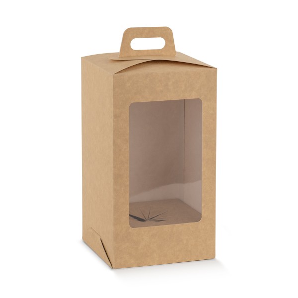 Konditorei-Verpackung mit Fenster und Tragegriff GOLOSA c/finestra braun (180x180x290 mm)