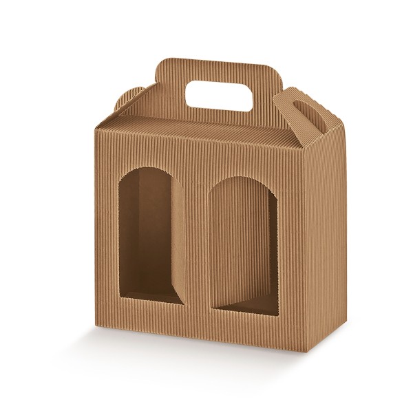 Verpackung für 2 Dosen mit Fenster braun (170x80x150 mm)