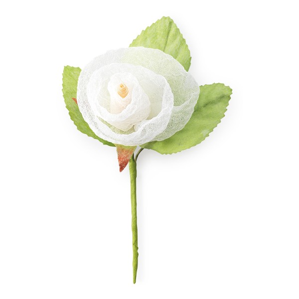 Dekoration Blume PICK ROSA ORGANZA AVORIO (H. 120 mm)