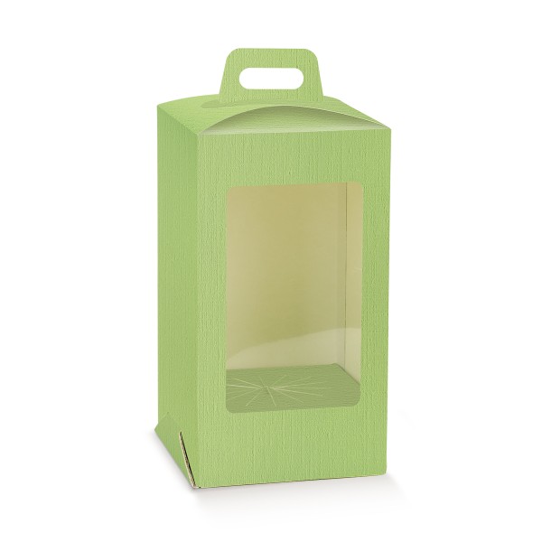 Konditorei-Verpackung mit Fenster und Tragegriff GOLOSA c/finestra grün (180x180x290 mm)