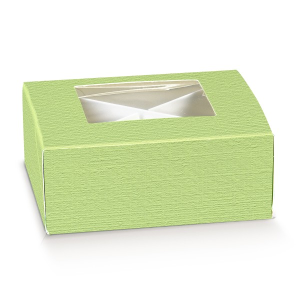 Mini-Kuchenverpackung mit Fenster PRATICA C/FINESTRA grün (100x100x40 mm)