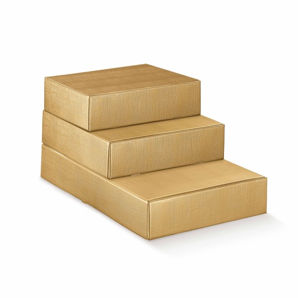 Weinkarton für 3 Flaschen liegend goldfarben (340x280x90 mm)