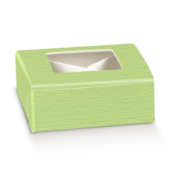 Mini-Kuchenverpackung mit Fenster PRATICA C/FINESTRA grün (80x80x30 mm)