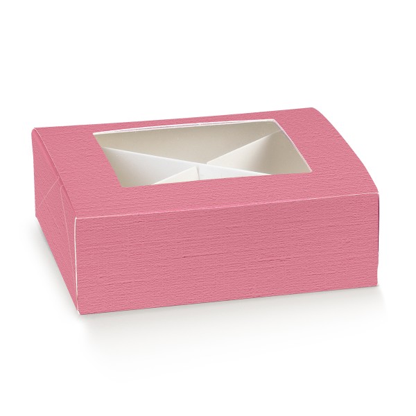 Mini-Kuchenverpackung mit Fenster PRATICA C/FINESTRA fuchsia (80x80x30 mm)