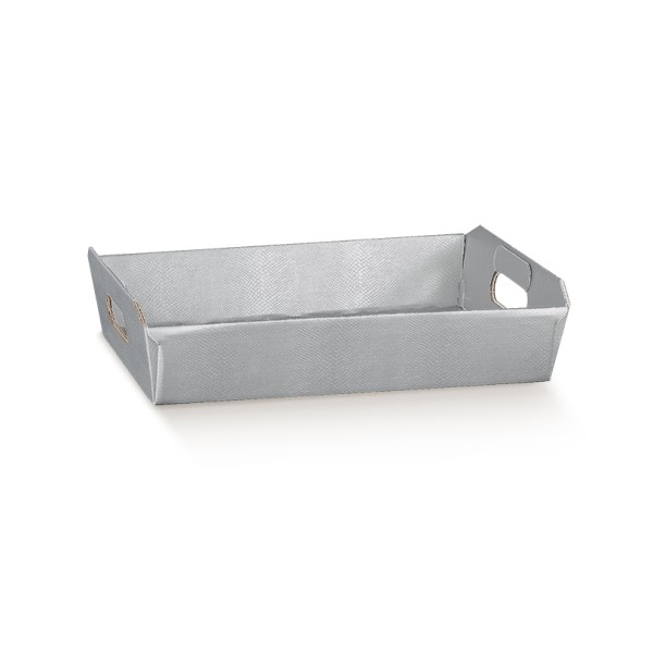 Geschenkkorb silberfarben (400x300x120 mm)